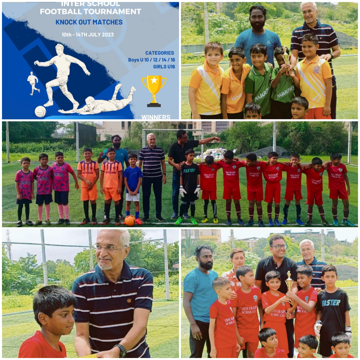 Inter School Football Tournament At Vasai,  started on 10 th July to 14 the July Daily 1 catagery of Age under 10/12/14/16 n under 16 girls' got good response from 14 schools.